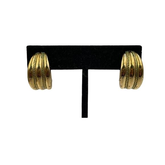 Vintage Givenchy Gold Clip-On Earrings Statement Retro - Picture 1 of 6
